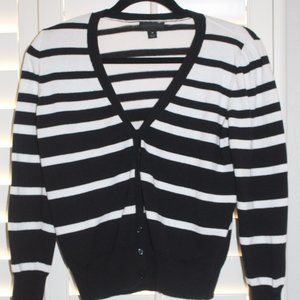 Worthington Black/White Stripe Cardigan Size M